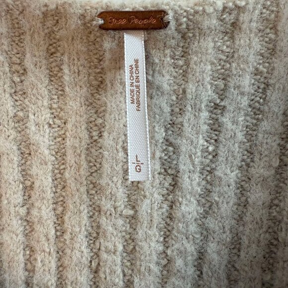 Free People Katie Pullover Cropped Peasant Sweater -Sand Dollar Cream /Size L - Picture 4 of 4